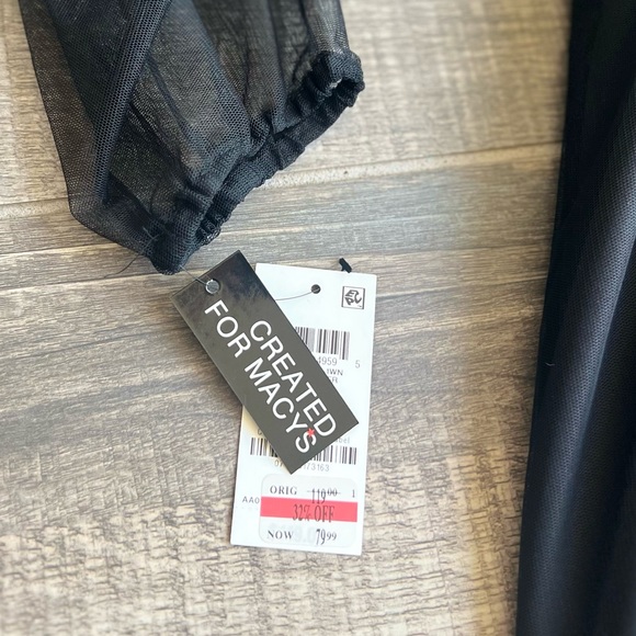 INC embroidered long sheer overlay dress black 🖤 with cream embellishment - Picture 3 of 5